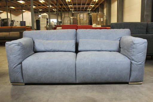 Fabric Sofa Two Seater Sofa Couch Blue With Adjustable Armrests