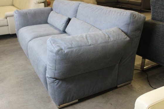 Image 1 of Fabric Sofa Two Seater Sofa Couch Blue With Adjustable Armrests