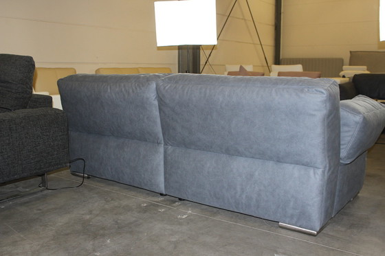 Image 1 of Fabric Sofa Two Seater Sofa Couch Blue With Adjustable Armrests