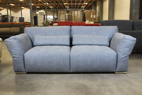 Image 1 of Fabric Sofa Two Seater Sofa Couch Blue With Adjustable Armrests