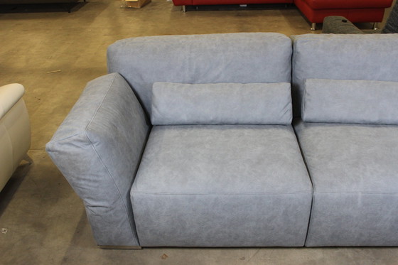 Image 1 of Fabric Sofa Two Seater Sofa Couch Blue With Adjustable Armrests