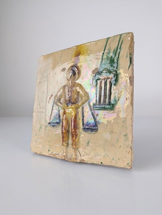 Image 1 of Glazed Ceramic Plate With Cenachero By Hermanos Morillo