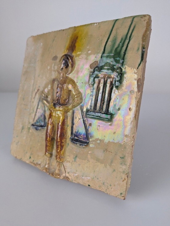 Image 1 of Glazed Ceramic Plate With Cenachero By Hermanos Morillo