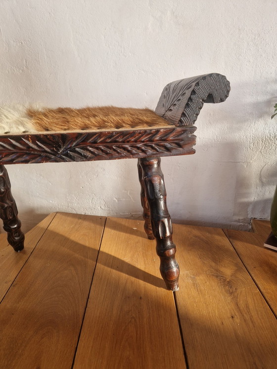 Image 1 of Vintage Brutalist Spanish Footstool