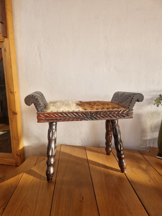 Image 1 of Vintage Brutalist Spanish Footstool