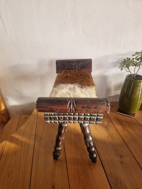 Image 1 of Vintage Brutalist Spanish Footstool