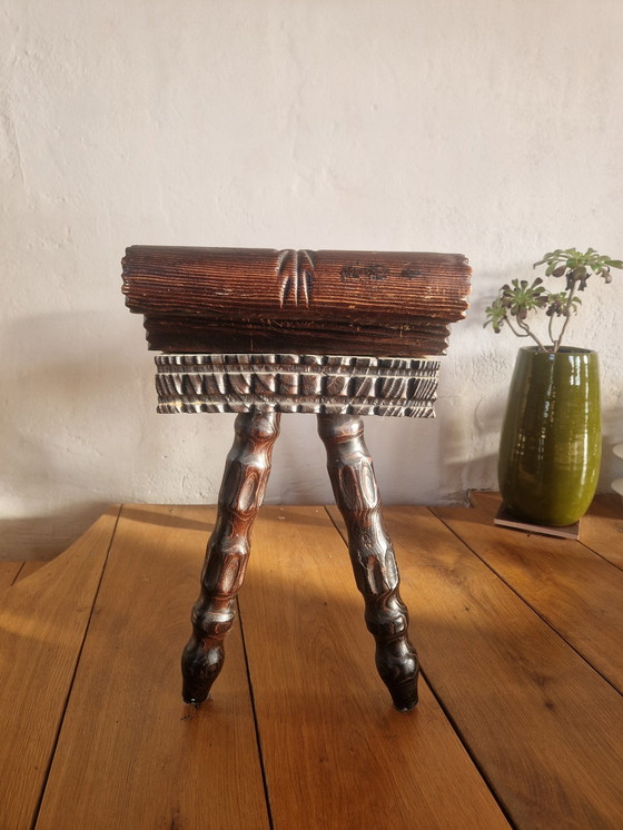 Image 1 of Vintage Brutalist Spanish Footstool