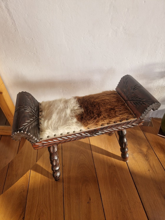 Image 1 of Vintage Brutalist Spanish Footstool