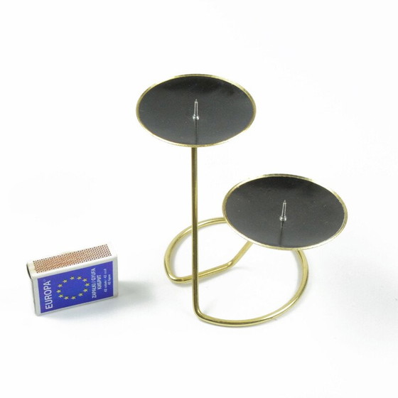 Image 1 of Vintage black plastic candlestick, Belgium 1970