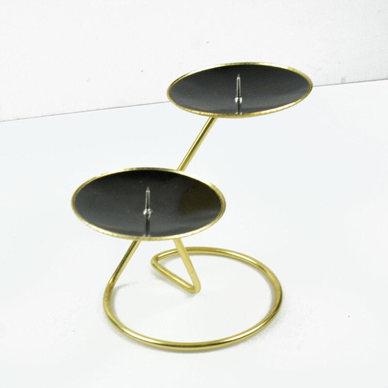Image 1 of Vintage black plastic candlestick, Belgium 1970