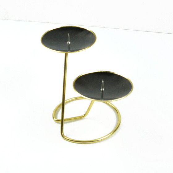 Image 1 of Vintage black plastic candlestick, Belgium 1970
