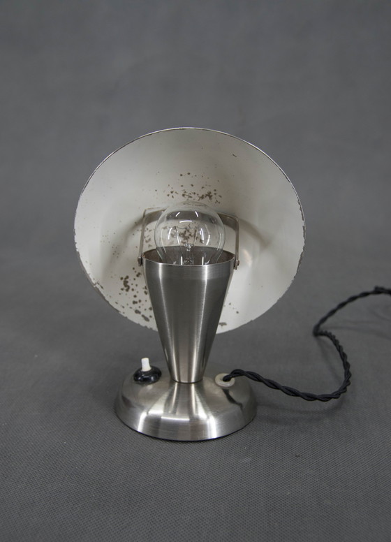 Image 1 of Bauhaus  Nickel "Mushroom" Table Lamp, Czechoslovakia, 1930S