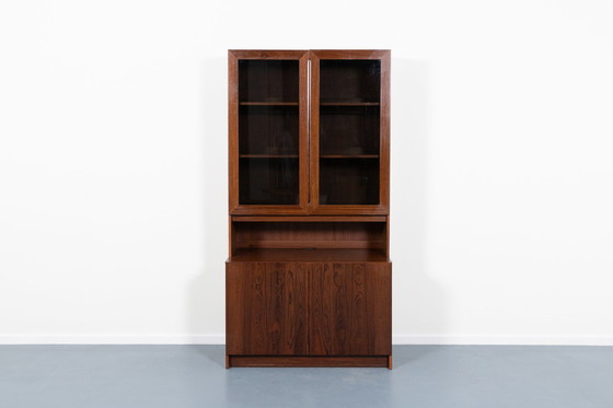 Image 1 of Danish 1970’s walnut veneer two piece cabinet