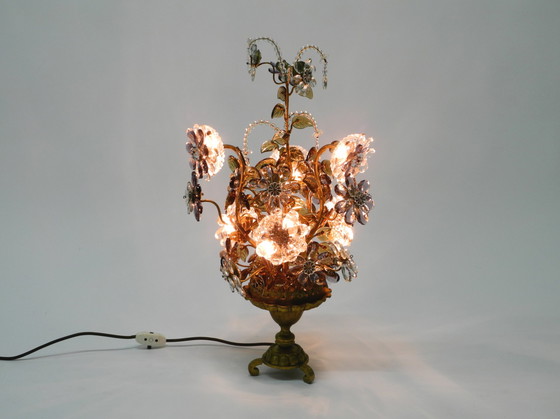 Image 1 of Unique 1960s large table lamp in gilded metal and Murano glass stones from Banci Firenze, Italy | 60cm | 23.6"