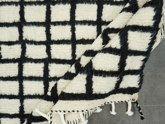 Image 1 of Berber Rug - 246 Cm X 164 Cm - White And Black Wool