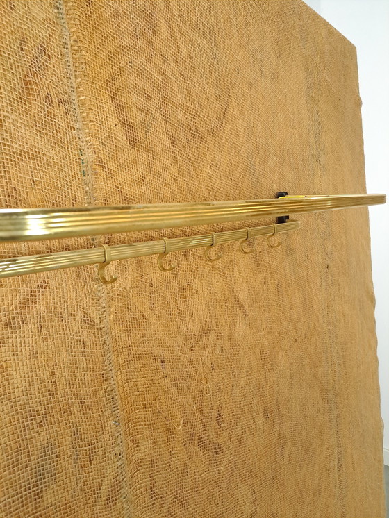 Image 1 of Train Coat Rack Gold Color With Hooks And Shelf, No. 7, Wall Coat Rack