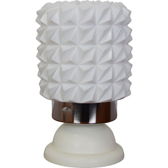 Image 1 of Lampada da tavolo vintage in vetro di latte di Jilove u Decina, Cecoslovacchia 1960