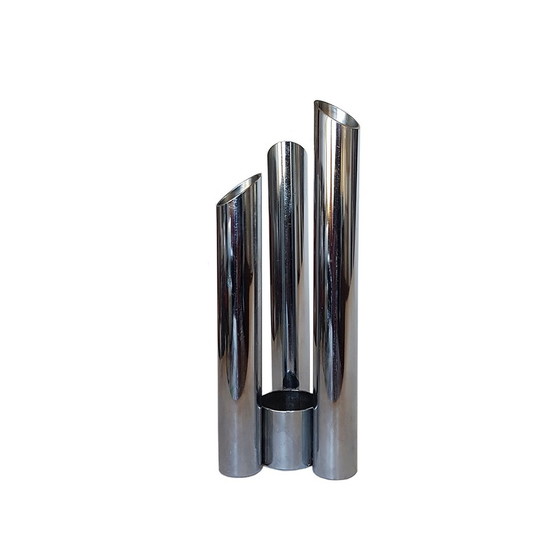 Image 1 of Italian Space Age Metal Vase, 1960s