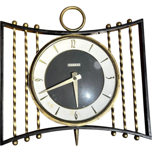 Vintage brass clock for Bayard, 1950