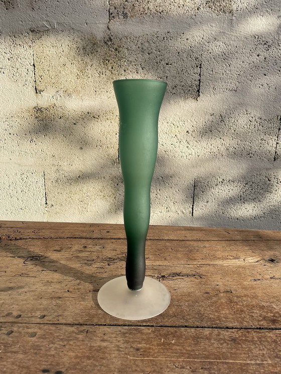 Image 1 of Set Of Scandinavian Frosted Blown Glass Vases