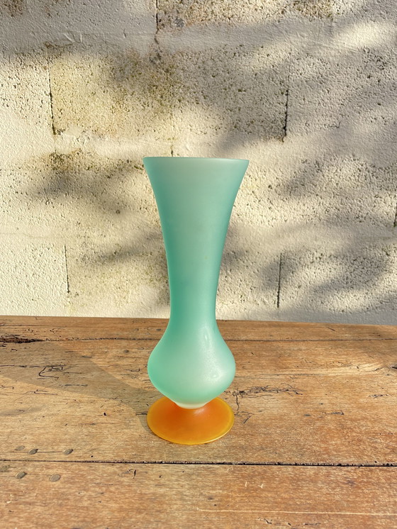 Image 1 of Set Of Scandinavian Frosted Blown Glass Vases