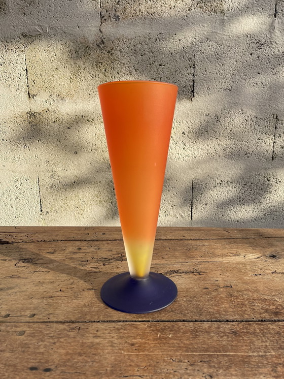 Image 1 of Set Of Scandinavian Frosted Blown Glass Vases