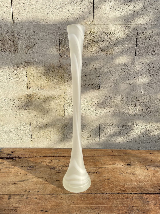 Image 1 of Set Of Scandinavian Frosted Blown Glass Vases