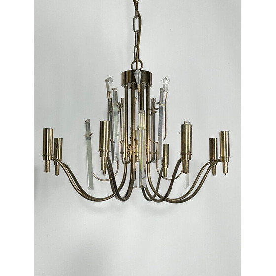 Image 1 of Lampadario vintage Stilkronen in ottone e vetro, Italia anni '70