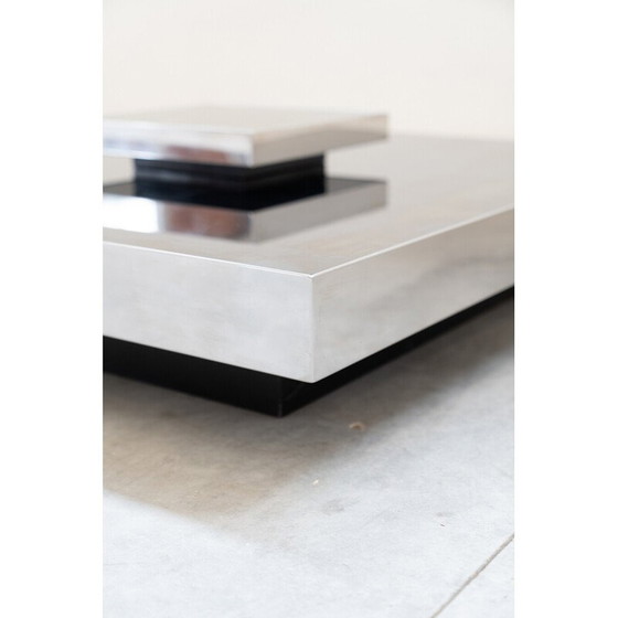 Image 1 of Vintage stainless steel and glass coffee table for Giovanni Ausenda, Italy 1970