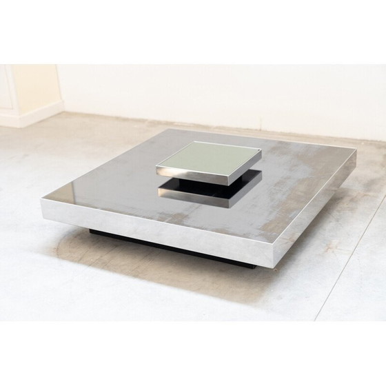 Image 1 of Vintage stainless steel and glass coffee table for Giovanni Ausenda, Italy 1970