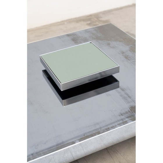 Image 1 of Vintage stainless steel and glass coffee table for Giovanni Ausenda, Italy 1970