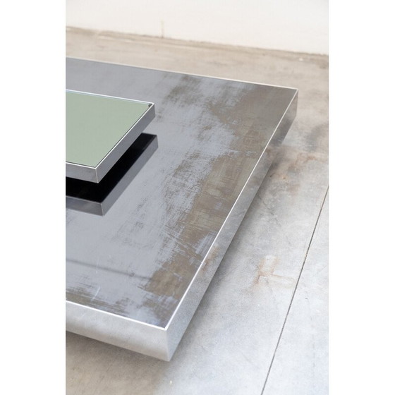 Image 1 of Vintage stainless steel and glass coffee table for Giovanni Ausenda, Italy 1970