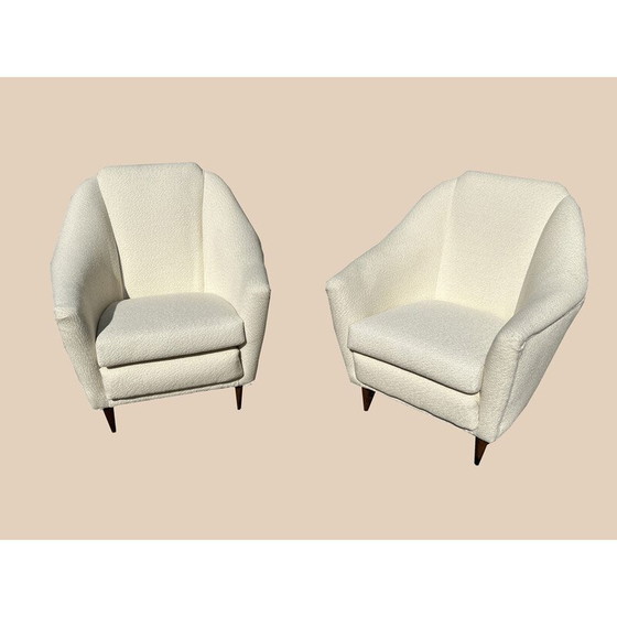 Image 1 of Pair of vintage woolen armchairs, Italy 1950