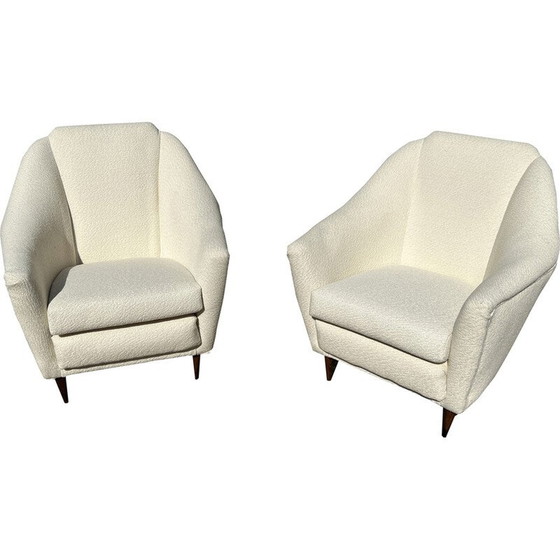 Image 1 of Pair of vintage woolen armchairs, Italy 1950