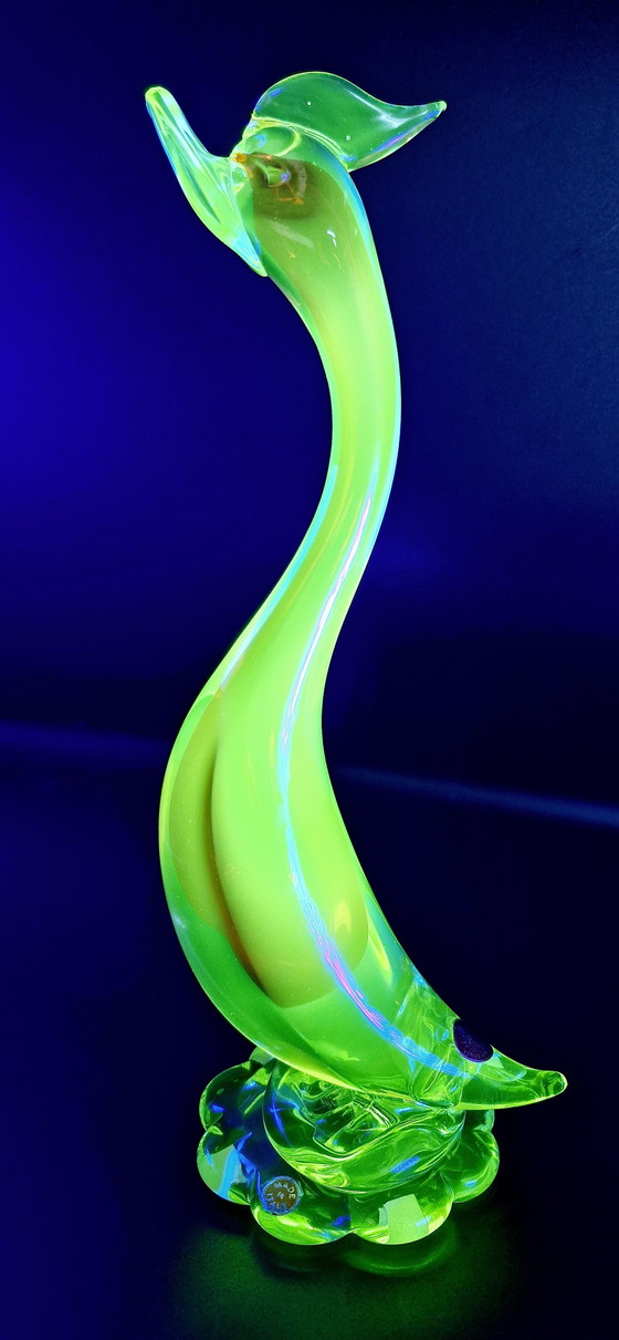 Image 1 of 50'S Antonio Da Ros Murano Glass Large Sommerso Uranium Bird 