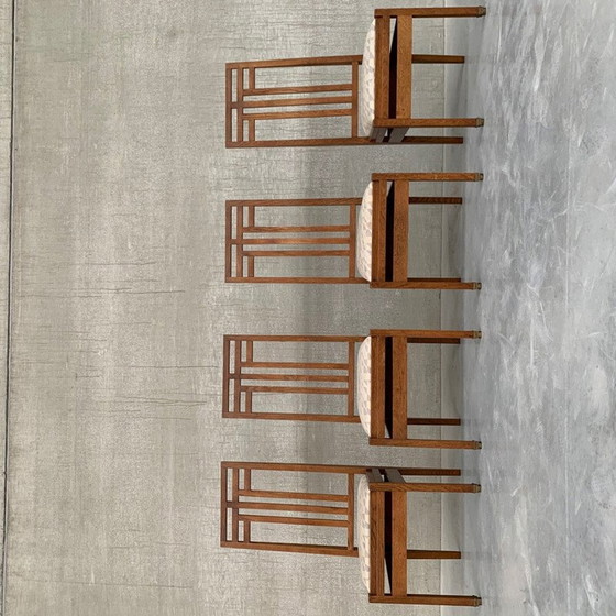 Image 1 of Set di 4 sedie Art Déco vintage della Scuola dell'Aia di Cornelis Van Der Sluys, Olanda, anni '30