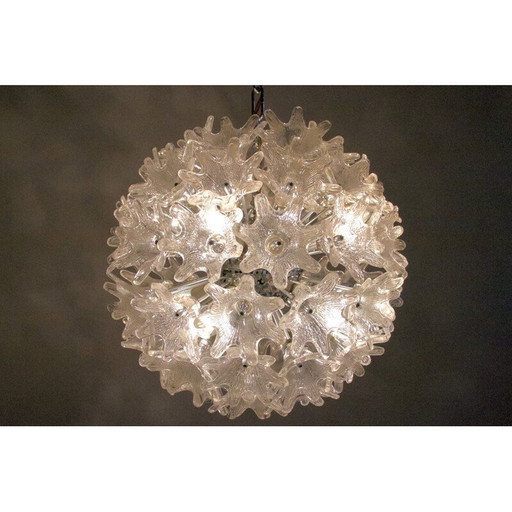 Vintage clear glass and chrome chandelier by Paolo Venini for VeArt, Italy