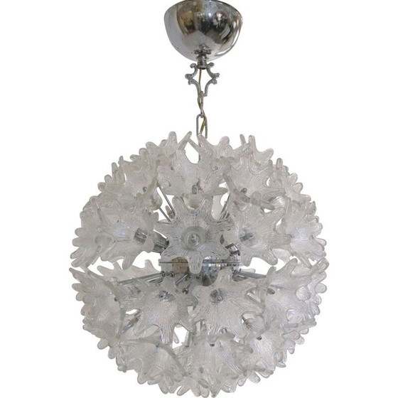 Image 1 of Lampadario vintage in vetro trasparente e cromo di Paolo Venini per VeArt, Italia