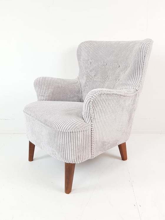 Image 1 of Poltrona vintage Artifort Theo Ruth grigio chiaro a coste da donna