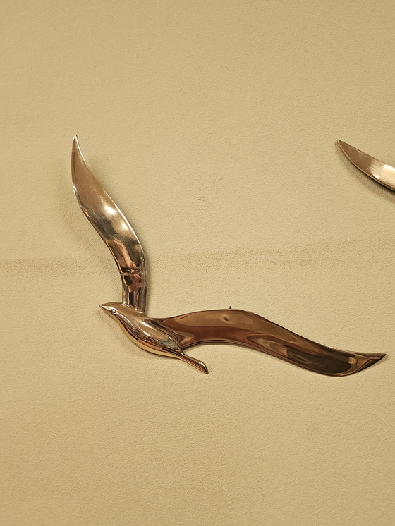 Image 1 of Large Brass Wall Birds Wall Bird Wall Decoration