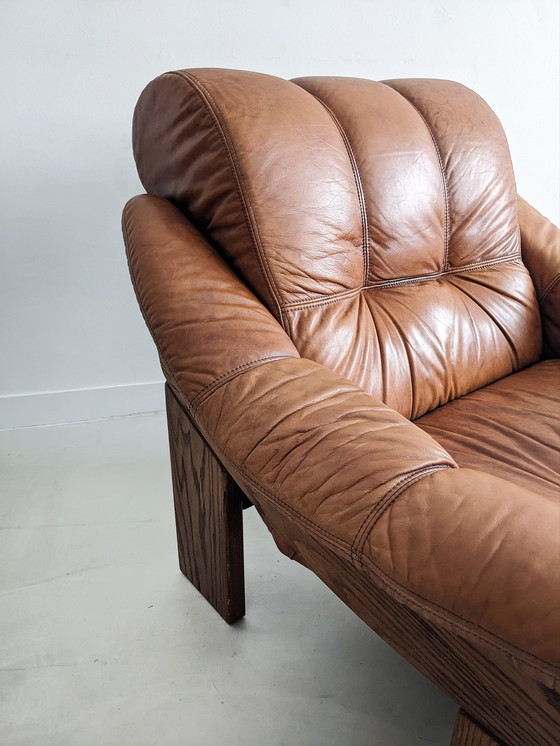 Image 1 of Brutalist Armchair in Oak & Leather