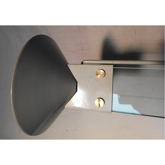 Image 1 of Vintage floor lamp in thick glass and white lacquered metal by Max Baguera for Lamperti, 1970
