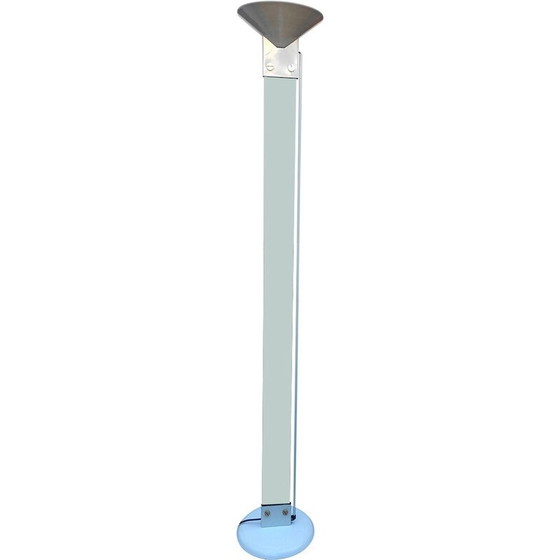 Image 1 of Vintage floor lamp in thick glass and white lacquered metal by Max Baguera for Lamperti, 1970