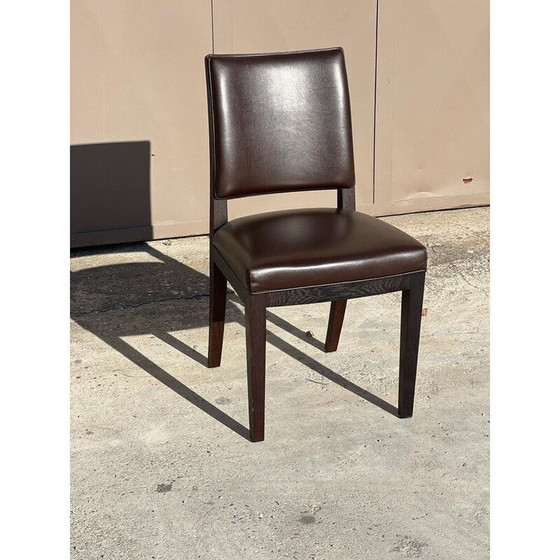 Image 1 of Set di 8 sedie da pranzo vintage "Calypso" in rovere e pelle marrone di Antonio Citterio per Maxalto