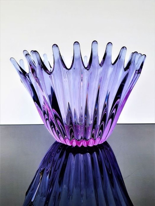 Large Violet Crystal Cup - Vintage - Cristallerie De Bayel - 1950