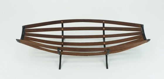 Image 1 of danish modern FRUIT BASKET 50s 60s teak metal copper