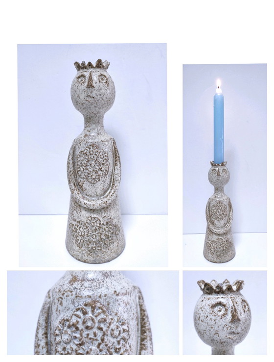 Image 1 of Anthropomorphic candlestick Stoneware Signed "P