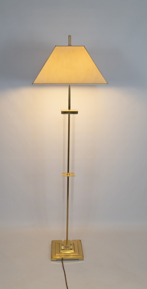 Image 1 of Lucite floor lamp brass and plexiglass