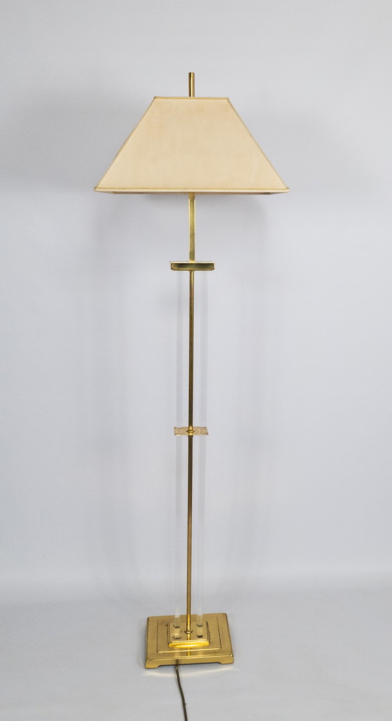 Image 1 of Lucite floor lamp brass and plexiglass