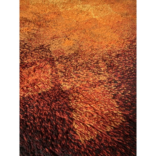 Alfombra de pelo largo vintage, años 70